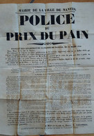 44  NANTES  AFFICHE  DU  PRIX  DU  PAIN  AVRIL  1848  TRES  RARE   THEME  DU  PAIN - Afiches