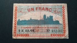 Billet De La Chambre De Commerce De CAEN Et De BEZIER  - UN FRANC - Handelskammer
