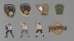 PINS PIN'S SPORT BASEBALL 727 GANT CASQUETTE JOUEURS PADRES  SAN DIEGO LITTEL LEAGUE  LOT 8 PINS - Honkbal