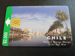 CHILI   CHIP $ 2.000  TREES   ESTERO MARGA MARGA VINA DEL MAR   FINE USED CARD   ** 5687** - Cile