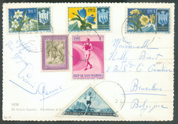 PPC From SAN MARINO To Brussles (BE). TB  - 18269 ​​​​​​​Thematic FLOWER ANGEL OLYMPICS ATHLETIC - Brieven En Documenten