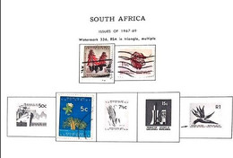 A) 1967-69, SOUTH AFRICA, RSA WATERMARK IN TRIANGLE, WITH SURCHARGE: CORAL TREE, AFRICAN BULL, AFRICAN BAOBAB; BLACK AND - Neufs