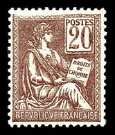 N°113 ** 20c Brun-lilas: Impression Défectueuse En Partie Supérieure, Très Bon Centrage, SUP (certificat) - Unused Stamps