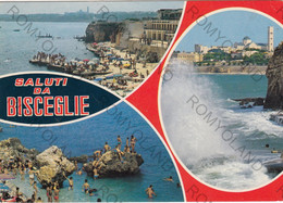 CARTOLINA  SALUTI DA BISCEGLIE,BARLETTA,PUGLIA,MARE,SOLE,VACANZA,BARCHE A VELA,SPIAGGIA,ESTATE,VIAGGIATA 1981 - Barletta