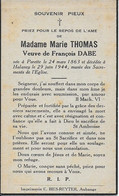 GC . HALANZY ..-- Mme Marie THOMAS , Veuve De Mr François DABE , Née En 1863 à PARETTE , Décédée En 1944 . - Aubange