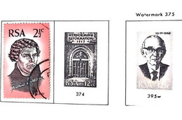 A) 1967, SOUTH AFRICA, WITH OVERLOADED REFORM OF MARTÍN LUTERO; BLACK AND WHITE PRINT WITTENBERG CHURCH DOOR; BLACK AND - Unused Stamps