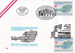 A8404 - ERSTTAG, ETHNIC MINORITIES OF REPUBLIK OESTERREICH AUSTRIA WIEN 1994 USED STAMP ON COVER - Lettres & Documents