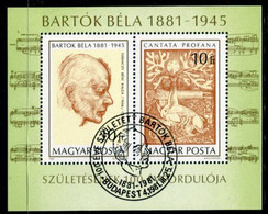 HUNGARY 1981 Bartok Centenary Block Used  Michel Block 148 - Usado