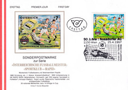 A8410- ERSTTAG, SPORT CLUB RAPID FOOTBALL CLUB, REPUBLIK OESTERREICH AUSTRIA WIEN 1997 USED STAMP ON COVER - Berühmte Teams