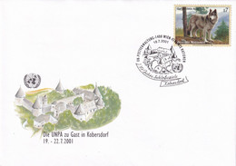 A8414- KOBERSDORF CASTLE, UNITED NATION POSTAL ADMINISTRATION,REPUBLIK OESTERREICH AUSTRIA 2001 WIEN USED STAMP ON COVER - Castelli