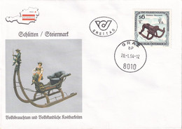 A8424- ERSTTAG, CHILDREN'S SLEDGE,REPUBLIK OESTERREICH 1994 GRAZ USED STAMP ON COVER - Cartas & Documentos