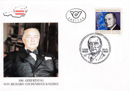 A8428- ERSTTAG,100TH ANNIVERSARY OF BIRTHDAY RICHARD COUDENHOVE-KALERGI, REPUBLIK OESTERREICH 1994 USED STAMP ON COVER - Storia Postale