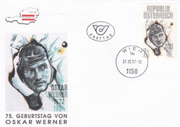 A8444- OSKAR WERNER AUSTRIAN ACTOR REPUBLIK OESTERREICH 1997 WIEN USED STAMP ON COVER - Cinéma