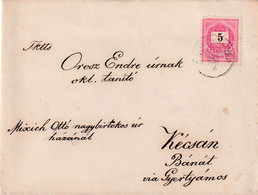 A8472- LETTER TO KECSAN BANAT ROMANIA STAMP ON COVER 1892 MAGYAR POSTA USED - Brieven En Documenten