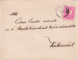 A8473- SZAMOS UJVAR GHERLA LETTER TO KOLOZSVAR CLUJ ROMANIA STAMP ON COVER 1892 MAGYAR POSTA USED - Cartas & Documentos