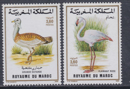 MAROC N° 1056 / 57 XX Faune : Oiseaux : Grande Outarde Et Flamant Rose, Les 2 Valeurs Sans Charnière, TB - Maroc (1956-...)