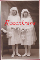 Oude Foto Portrait Enfant Filles Girls Had Chapeau Livre Termonde Dendermonde Old Studio Photo Communiant Holy Communion - Zonder Classificatie