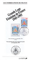 ✅  50 ANS DE LA GRANDE LOGE FEMININE Sur Fascicule Pub. 1er Jour Avec Timbre 1er Jour, Photo Du Timbre + Cachet - Freemasonry