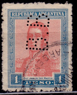 Argentina 1916, Anniversary Of Independence, Gen. San Martin, Perfin. 1p, SW#204, Used - Gebraucht