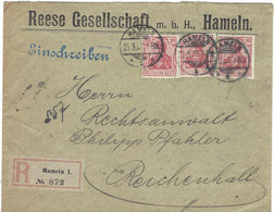 Enveloppe Deutsches Reich 3 Timbres 10 Rouge Reese Gesellschaft - Brieven En Documenten