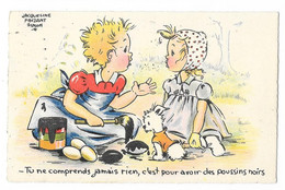 Cpa. Jacqueline FAIZANT SIMON - Tu Ne Comprends Jamais Rien, C'est Pour Avoir Des Poussins Noirs (Enfants, Chien) 1948 - Faizant