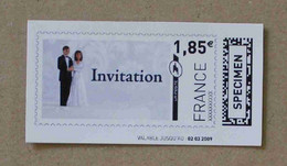 Ti02-02 : SPECIMEN - Invitation, Mariés 1.85 €  +  Invitation, Bagues 5.50 € (autoadhésifs / Autocollants) - Especimenes