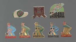 PINS PIN'S SPORT BASEBALL 729 GANT CASQUETTE JOUEURS CA OUTFIELDER  LOT 8 PINS - Béisbol