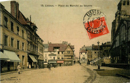 Lisieux * La Place Du Marché Au Beurre * Coiffeur * Halle * Cpa Toilée Colorisée - Lisieux