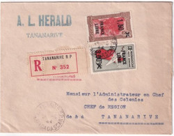 MADAGASCAR - 1944 - FRANCE LIBRE - ENVELOPPE RECOMMANDEE De TANANARIVE => TANANARIVE - Briefe U. Dokumente