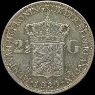 LaZooRo: Netherlands 2 1/2 Gulden 1929 XF - Silver - 2 1/2 Gulden