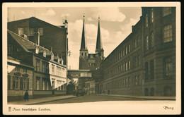 Foto AK Burg / Magdeburg Straße Blick Auf Nikolaikirche Werbung Schuhfabrik Tack + Oldtimer - Burg