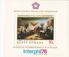 INTERNATIONAL PHILATELIC EXHIBITION INTERPHIL 1976  ROMANIA BLOCK MNH - Nuevos