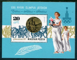 HUNGARY 1980 Olympic Medal Winners Block MNH / **.  Michel Block 145 - Unused Stamps