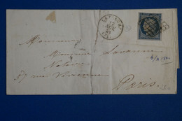 U16 FRANCE BELLE LETTRE  1851 LA FLECHE POUR  PARIS RUE VIVIENNE  + N 4 .  +AFFRANCHISSEMENT INTERESSANT - 1849-1850 Ceres