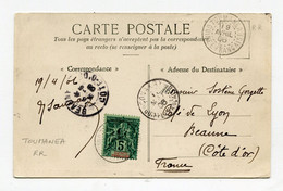 !!! GUINEE, CPA DE 1906 POUR BEAUNE, CACHET DE TOUMANEA. RR - Storia Postale