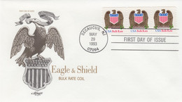 Sc#2604, Three 10c Eagle And Shield Bulk Rate Issue 1993 First Day Of Issue Cover - 1991-2000