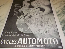 ANCIENNE PUBLICITE CYCLE  AUTOMOTO 1920 - Motor Bikes