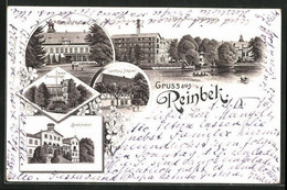 Lithographie Reinbek, Hotel Nancythal, Sophienbad, Schloss - Reinbek