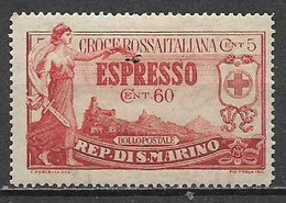 SAN MARINO 1923 ESPRESSI PRO CROCE ROSSA SASS. 4 MLH VF - Express Letter Stamps