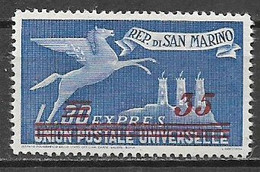 SAN MARINO 1947-48  ESPRESSI SOPRASTAMPATI SASS. 18 MLH VF - Eilpost