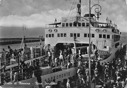 09641 "STRETTO DI MESSINA - NAVE TRAGHETTO - FERRY BOAT (ASPROMONTE)" CART. ILLUSTR. ORIG. SPED. 1955 - Ferries