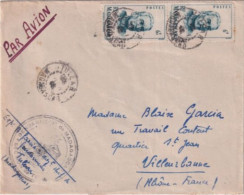 MADAGASCAR - 1948 - GENDARMERIE De TULEAR ! - ENVELOPPE AVION => VILLEURBANNE - - Military Postmarks From 1900 (out Of Wars Periods)