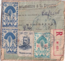 MADAGASCAR - FRANCE LIBRE - ETIQUETTE De DOUANE (CAFE VERT) RECOMMANDEE De TANANARIVE - Covers & Documents