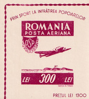 OSP THROUGH SPORT AT THE BROTHERHOOD OF PEOPLES 300 LEI 1300 LEI   ROMANIA BLOCK MNH UNDANTELE IMPERFORATE - Other & Unclassified