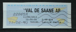 76- Vignette Lisa Val De Saane AP (Agence Postale) - 2013 - 2000 Type « Avions En Papier »