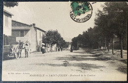 CPA MARSEILLE Saint Julien Boulevard De La Comtesse (13 Bouches Du Rhône ) 1916 Animée Hommes Femmes FiAttelage Chevaux - Saint Barnabé, Saint Julien, Montolivet