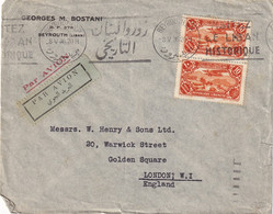 GRAND LIBAN - Aérogramme De Beyrouth Pour Londres Du 8/5/36 Passé Par Paris Le 11/5 - Lettres & Documents