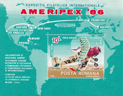 AMERIPLEX 1986   ROMANIA BLOCK  MNH - Airships