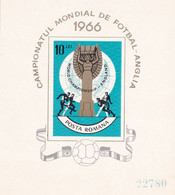 FOTBALL ENGLAND WORLD CUP 1966  ROMANIA BLOCK IMPERFORATE NONDANTELE MNH - 1966 – Inghilterra