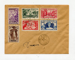 !!! MAURITANIE, SERIE EXPO 1937 SUR LETTRE PHILATELIQUE SIGNEE PAR DECARIS - Storia Postale